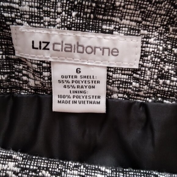 Liz Claiborne | Black White Tweed Textured Pencil Skirt | Size 6 - Picture 5 of 5